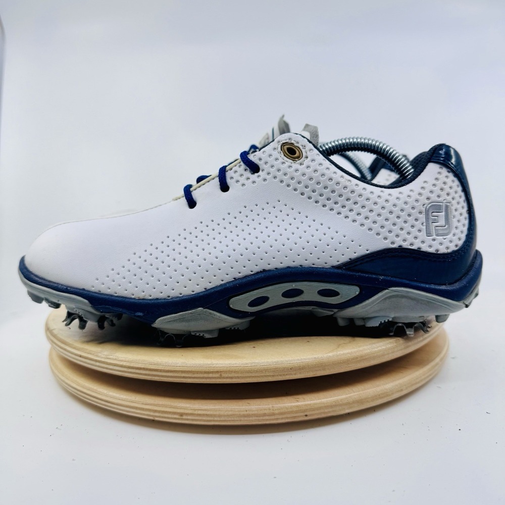 FootJoy DNA Helix Golf Shoes Youth 6 M White Blue Spiked Junior Boys Girls Spike